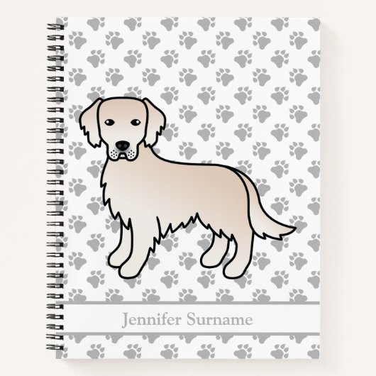 Engelse Cream Golden Retriever Dog & Custom Text Notitieboek (Voorkant)