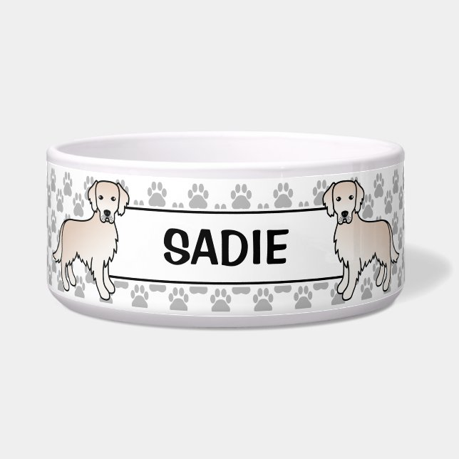 Engelse Cream Golden Retriever Dog met de naam Pet Voerbakje (Voorkant)