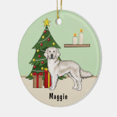 Engelse Cream Golden Retriever met kerstboom Keramisch Ornament (Links)