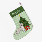 Engelse Cream Golden Retriever met kerstboom Kleine Kerstsok (Achterkant (Hangend))
