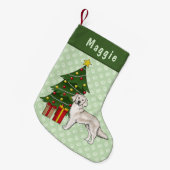 Engelse Cream Golden Retriever met kerstboom Kleine Kerstsok (Voorkant (Hangend))