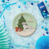 Engelse Cream Golden Retriever met kerstboom Papieren Bordje (Feest)