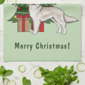 Engelse Cream Golden Retriever met kerstboom Theedoek (Gevouwen)