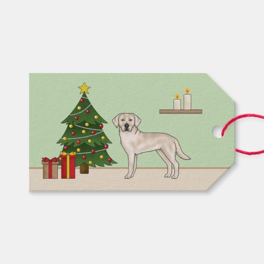 Engelse Cream Labrador Retriever Kerstboom Cadeaulabel (Voorkant (Horizontaal))