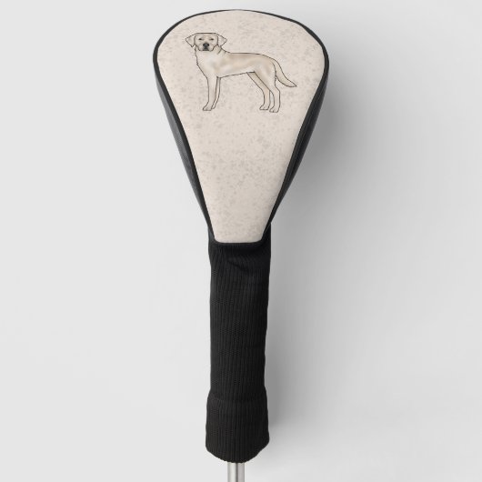 Engelse Cream Labrador Retriever Schattige Cartoon Golfheadcover (Voorkant)