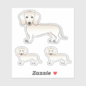 Engelse Cream Smooth Coat Dachshund Cartoon Dogs Sticker (Vel)