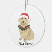 Engelse Crème Dachshund Kerstman Kerstmis Keramisch Ornament (Links)