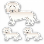 Engelse Crème Gladharige Dachshund Cartoon Honden Sticker (Voorkant)