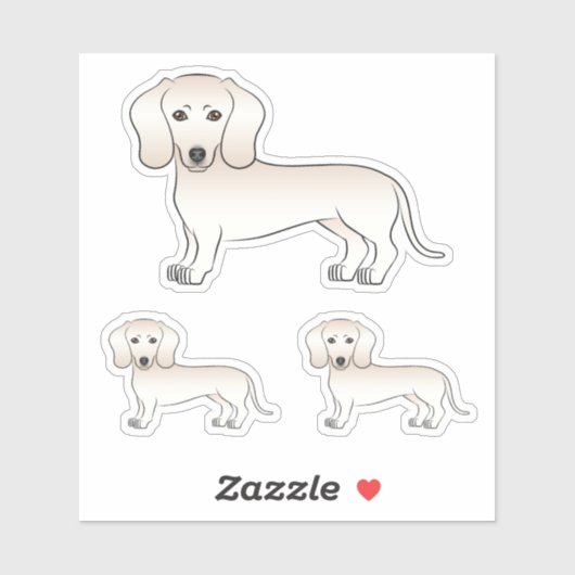Engelse Crème Gladharige Dachshund Cartoon Honden Sticker (Vel)