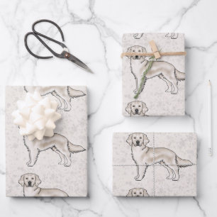 Engelse Crème Golden Retriever Cartoon Hond Patroo Inpakpapier Vel