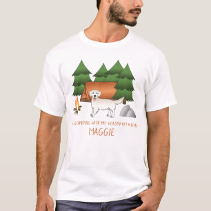 Engelse crème Golden Retriever kamperen in een bos T-shirt