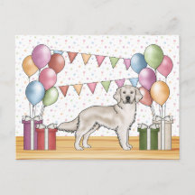Engelse Crème Golden Retriever Kleurrijke Verjaard