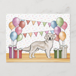 Engelse Crème Golden Retriever Kleurrijke Verjaard Briefkaart