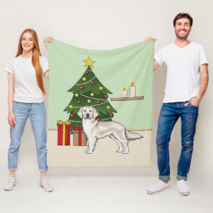 Engelse Crème Golden Retriever met Kerstboom Fleece Deken