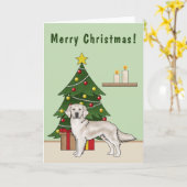 Engelse Crème Golden Retriever met Kerstboom Kaart (Gele Bloem)