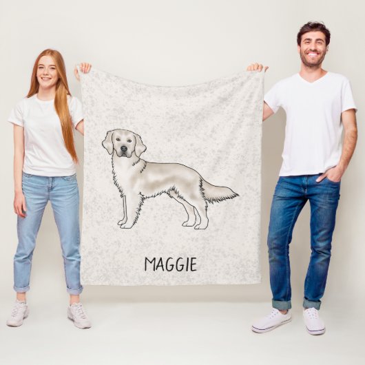Engelse Crème Goud Retriever Hond Aangepaste Naam Fleece Deken (In situ)