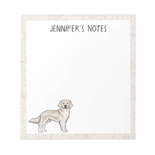 Engelse Crème Goud Retriever Hond Aangepaste Naam Notitieblok (Voorkant)