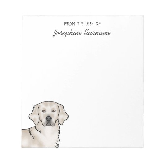 Engelse Crème Goud Retriever Hond Aangepaste Naam Notitieblok (Voorkant)