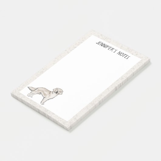 Engelse Crème Goud Retriever Hond Aangepaste Naam Post-it® Notes (Schuin)