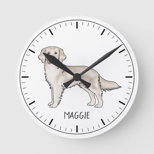 Engelse Crème Goud Retriever Hond Aangepaste Naam Ronde Klok (Voorkant)