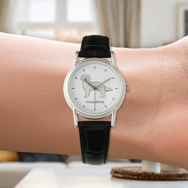 Engelse Crème Goud Retriever Hond En Aangepaste Na Horloge (Creator heeft geüpload)