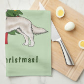 Engelse Crème Goud Retriever met Kerstboom Theedoek (Quarter Fold)