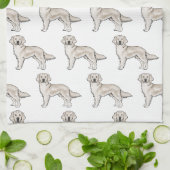 Engelse Crème Goud Retriever Mopshond Patroon Theedoek (Gevouwen)