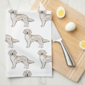 Engelse Crème Goud Retriever Mopshond Patroon Theedoek (Quarter Fold)