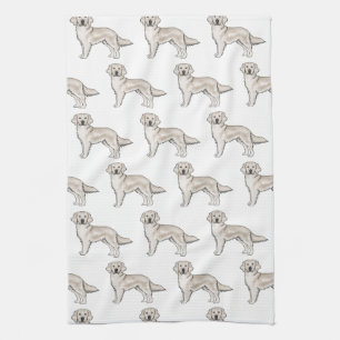 Engelse Crème Goud Retriever Mopshond Patroon Theedoek