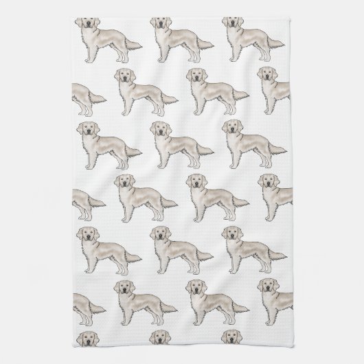 Engelse Crème Goud Retriever Mopshond Patroon Theedoek (Verticaal)