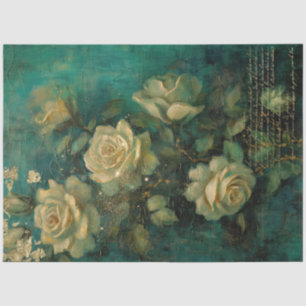 Engelse crème rozen gouden folie smaragd diep groe tissuepapier