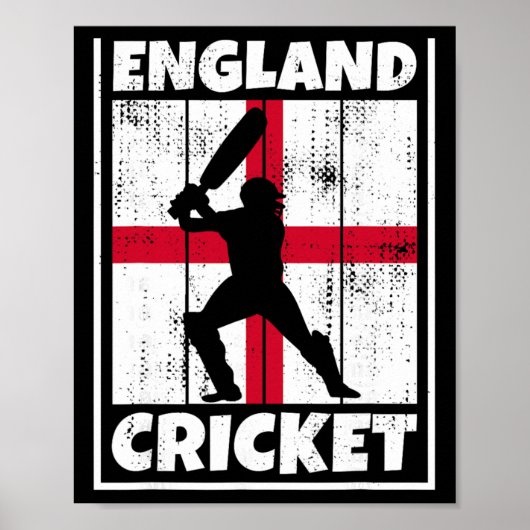 Engelse Cricket Fan Vlag Van Engeland Cricket Poster (Voorkant)