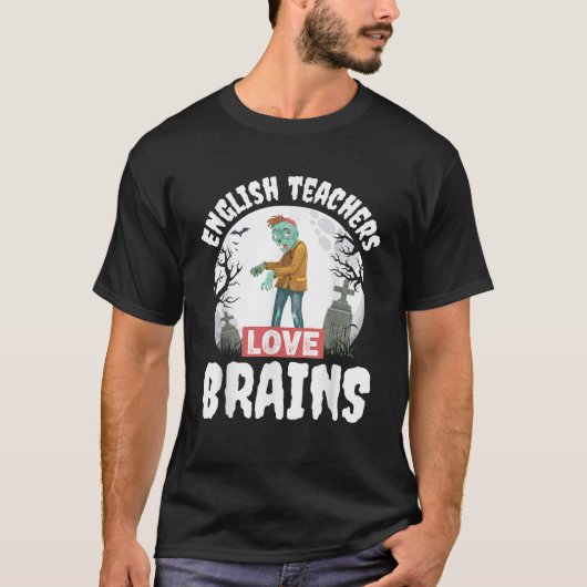Engelse Docenten Shirt Love Brains Teacher Hallowe (Voorkant)