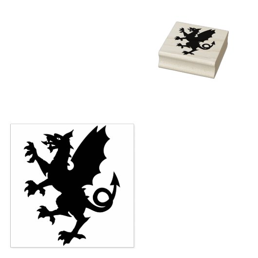 engelse drakenstempel rubberstempel (Gestempeld)
