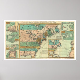 Engelse Empire America Map - 1755 Poster