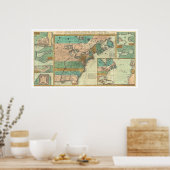 Engelse Empire America Map - 1755 Poster (Keuken)