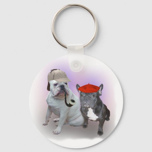 Engelse en Franse bulldogs Sleutelhanger (Voorkant)