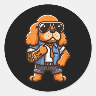 Engelse Er Spaniel I Love Dad Funny Dog Tattoo Ronde Sticker