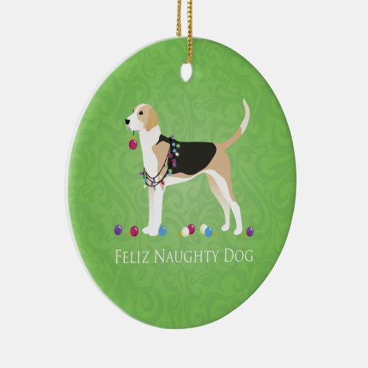 Engelse feestdag - Feliz Naughty Dog Keramisch Ornament (Rechts)