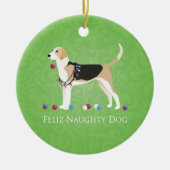 Engelse feestdag - Feliz Naughty Dog Keramisch Ornament (Voorkant)