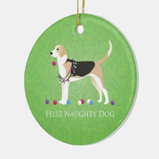 Engelse feestdag - Feliz Naughty Dog Keramisch Ornament (Links)