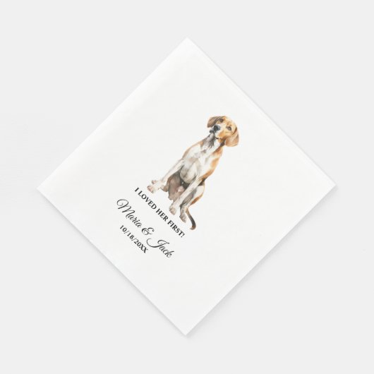 Engelse Foxhound Dog Ik hield van haar eerste huwe Servet (Hoek)