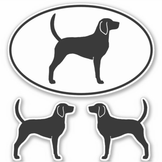 Engelse Foxhound Dog Silhouettes Vinyl Sticker Set (Voorkant)