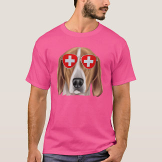 Engelse Foxhound Dog Zwitserland Vlag Zonnebril T-shirt