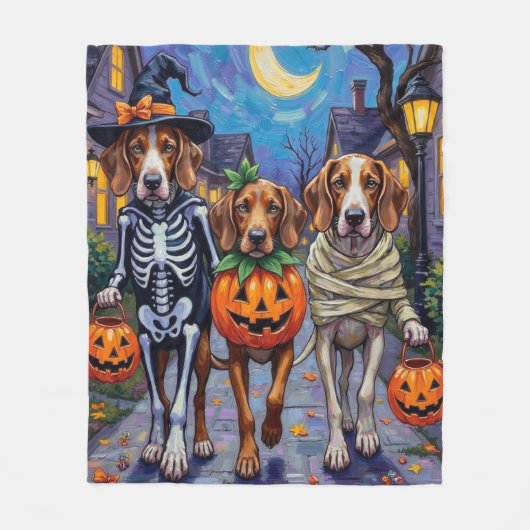 Engelse Foxhound Dogs Trick-or-Treating Halloween Fleece Deken (Voorkant)