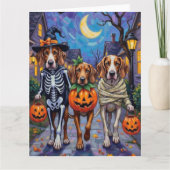 Engelse Foxhound Dogs Trick-or-Treating Halloween Kaart (Voorkant)