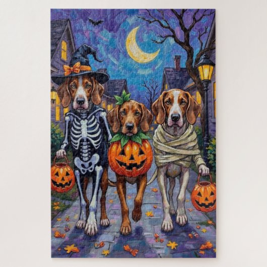 Engelse Foxhound Dogs Trick-or-Treating Halloween Legpuzzel (Verticaal)
