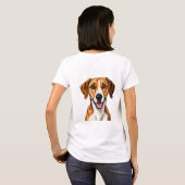 Engelse Foxhound-hond Blij, Gelukkig Uitdrukking T-shirt (Achterkant volledig)