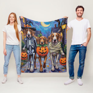 Engelse Foxhound Honden Trick-or-Treating Hallowee Fleece Deken