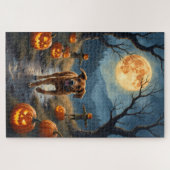 Engelse Foxhound Maanverlichte Halloween Trail Kun Legpuzzel (Horizontaal)